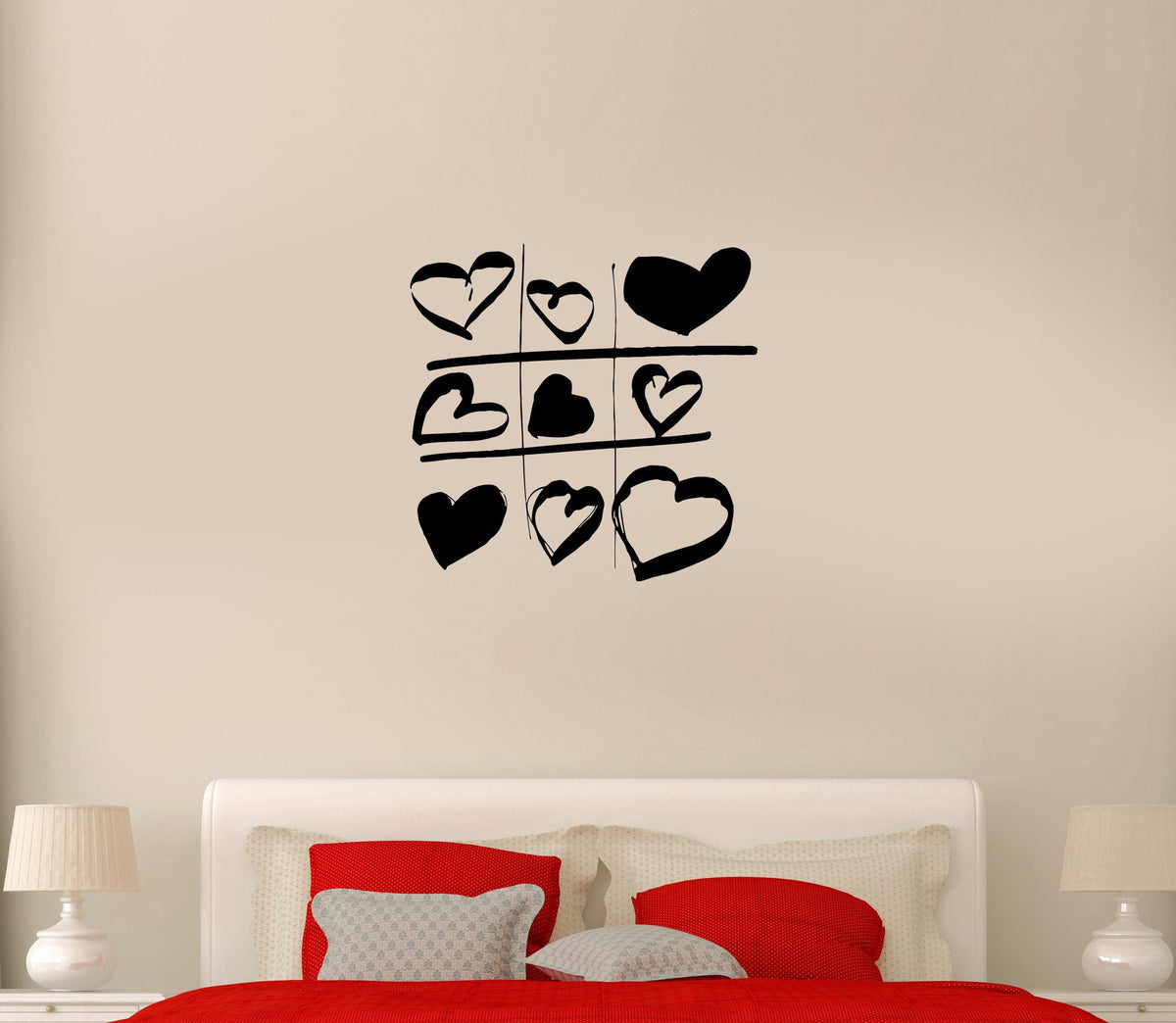 Wall Decal Game Tic-Tac-Toe Love Heart Romance Vinyl Sticker (ed1259 ...