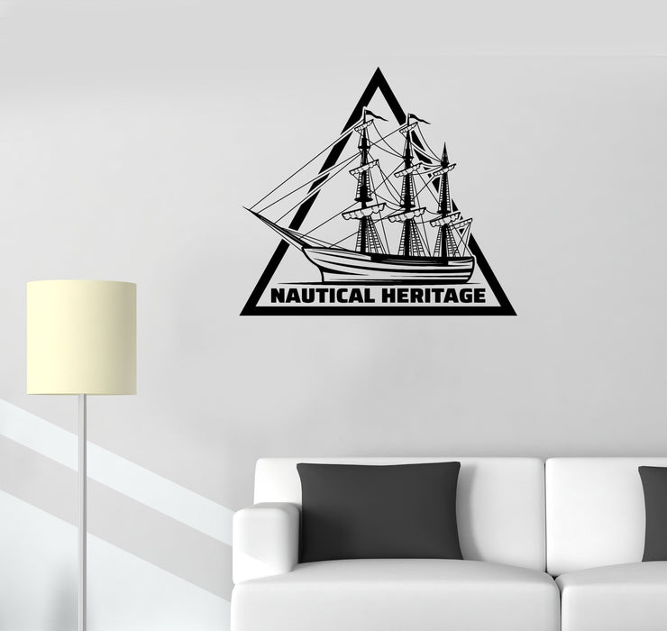 Wall Decal Nautical Heritage Ship Sea Ocean Boat Vinyl Sticker (ed1264)