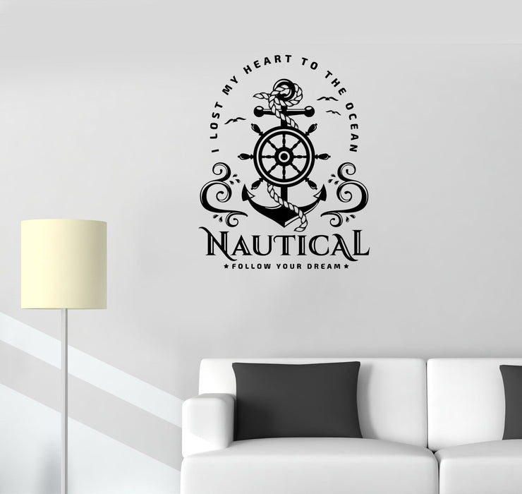 Wall Decal Sea Ocean Phrase Inspiration Anchor Wise Vinyl Sticker (ed1266)
