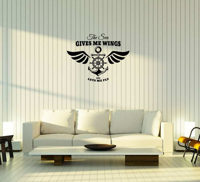 Wall Decal Sea Ocean Phrase Inspiration Wings Vinyl Sticker (ed1267)