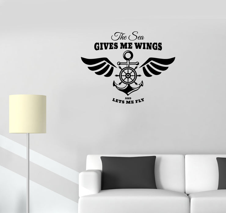 Wall Decal Sea Ocean Phrase Inspiration Wings Vinyl Sticker (ed1267)