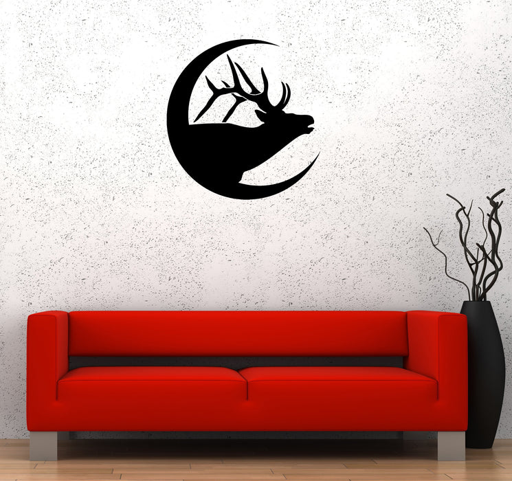 Wall Decal Deer Animal Horns Silhouettes Moon Vinyl Sticker (ed1272)