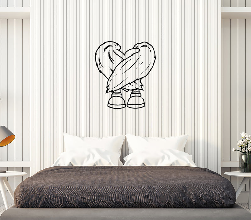 Wall Decal Heart Wings Love Romance Bird Vinyl Sticker (ed1279)