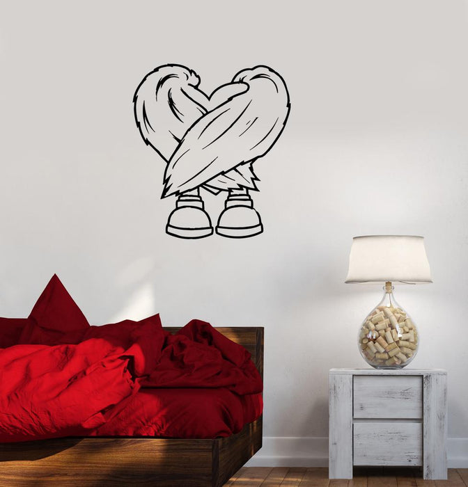 Wall Decal Heart Wings Love Romance Bird Vinyl Sticker (ed1279)