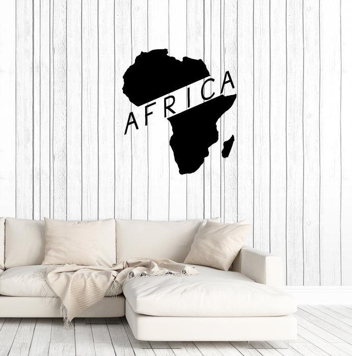 Wall Decal Mainland Continent Africa Island Map Inscription Vinyl Sticker (ed1280)