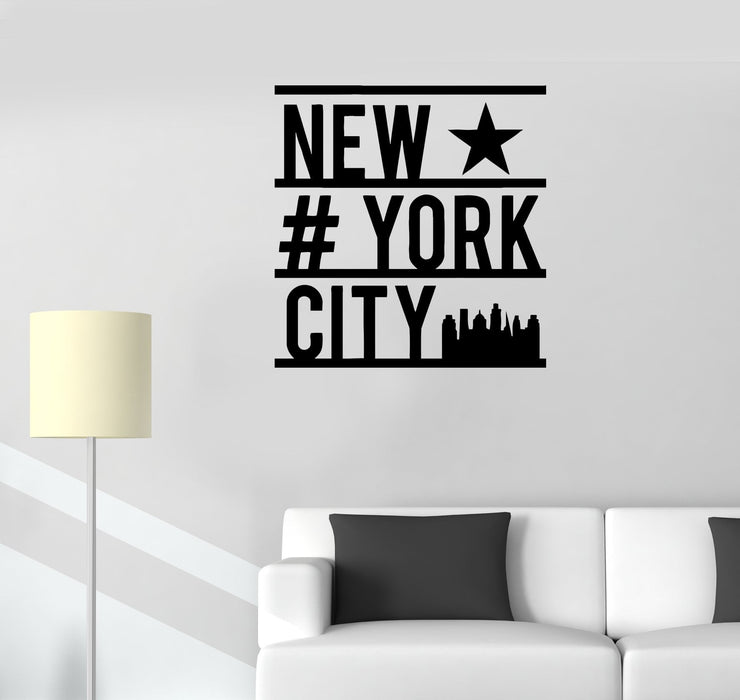 Wall Decal New York City Inscription Phrase Words Vinyl Sticker (ed1283)