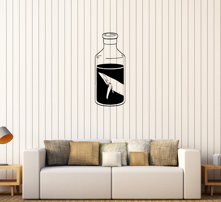 Wall Decal Ocean Bottle Whale Sea Water Fish Vinyl Sticker (ed1288)