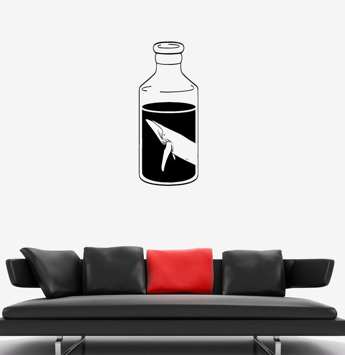 Wall Decal Ocean Bottle Whale Sea Water Fish Vinyl Sticker (ed1288)