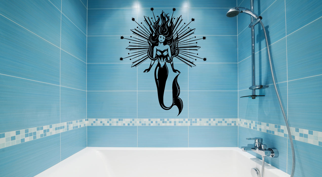 Wall Decal Mermaid Fantasy Fish Sea Ocean Bath Decor Vinyl Sticker (ed1292)