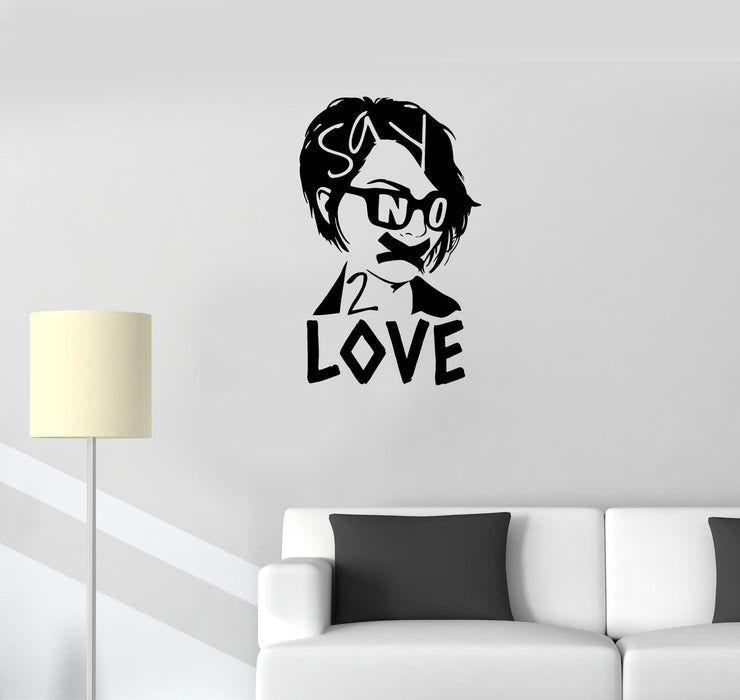Wall Decal Love Words Phrase Face Person Glasses Vinyl Sticker (ed1295)
