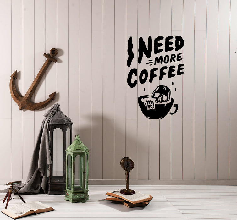 Wall Decal Inscription Phrase Coffee House Skull Vinyl Sticker (ed1299)