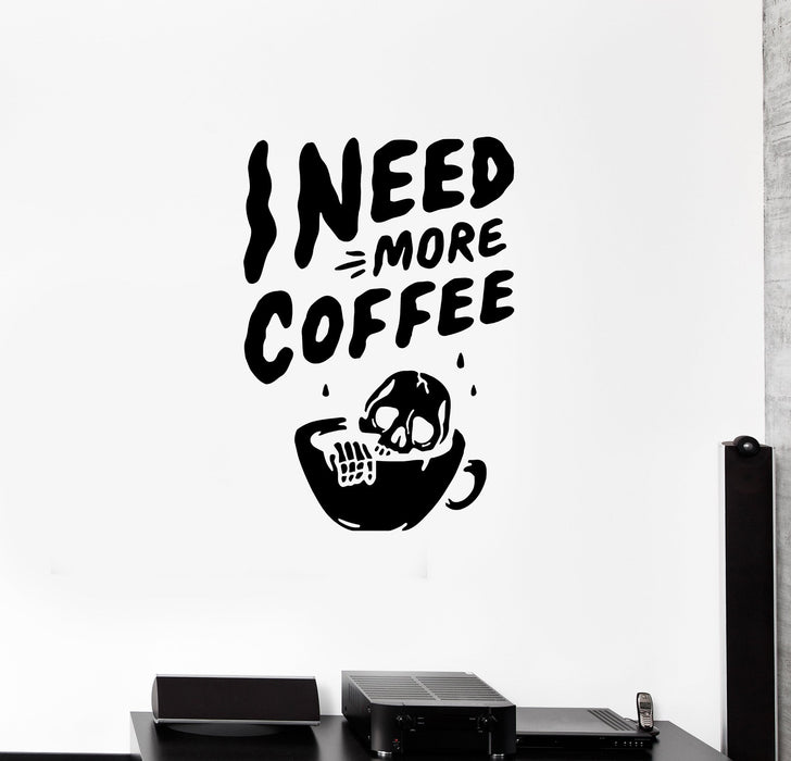 Wall Decal Inscription Phrase Coffee House Skull Vinyl Sticker (ed1299)