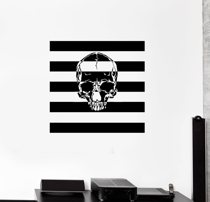 Wall Decal Skull Flag Skeleton Bones Horror Vinyl Sticker (ed1314)