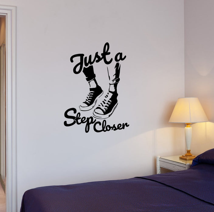 Wall Decal Shoes Sneakers Inscription Just a Step Closer Vinyl Sticker (ed1318)