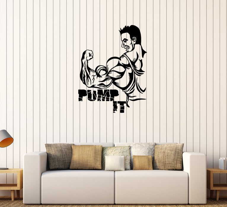 Wall Decal Sports Bodybuilding Gym Athlete Muscles Pump It Vinyl Sticker (ed1333)