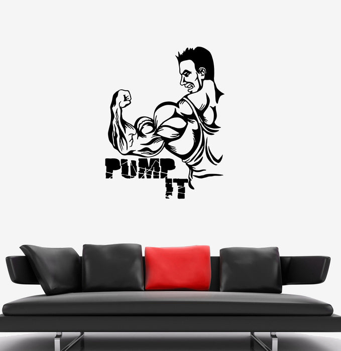 Wall Decal Sports Bodybuilding Gym Athlete Muscles Pump It Vinyl Sticker (ed1333)