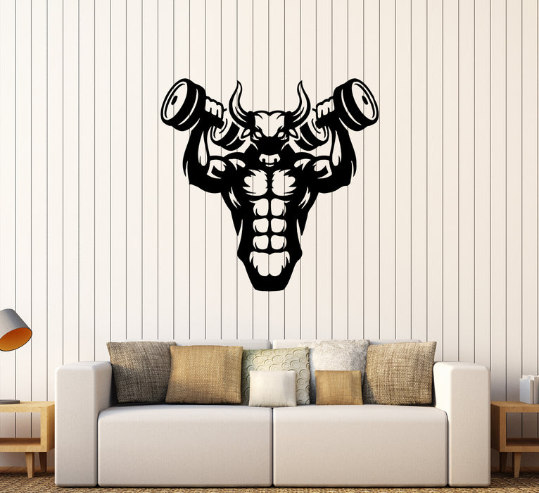 Wall Decal Bull Athlete Sport Gym Fitness Muscle Strength Vinyl Sticker (ed1348)