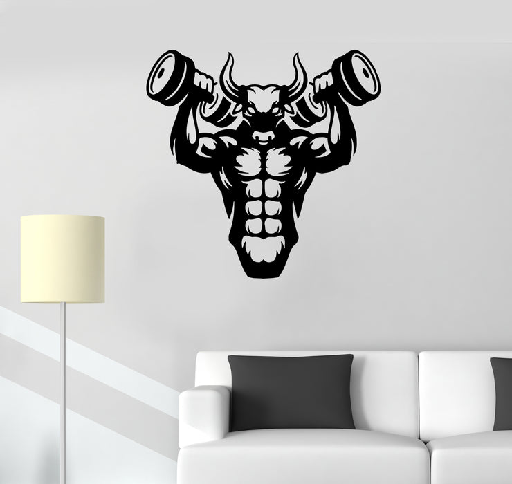 Wall Decal Bull Athlete Sport Gym Fitness Muscle Strength Vinyl Sticker (ed1348)