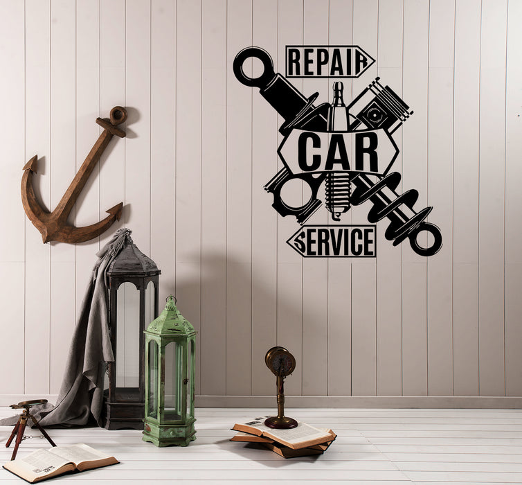 Wall Decal Garage Car Repair Service Decor Details Vinyl Sticker (ed1402)