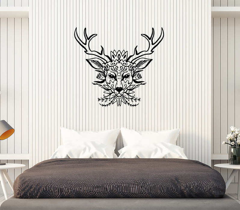 Wall Decal Animal Head Deer Elk Horn Patterns Vinyl Sticker (ed1412)