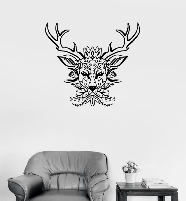 Wall Decal Animal Head Deer Elk Horn Patterns Vinyl Sticker (ed1412)