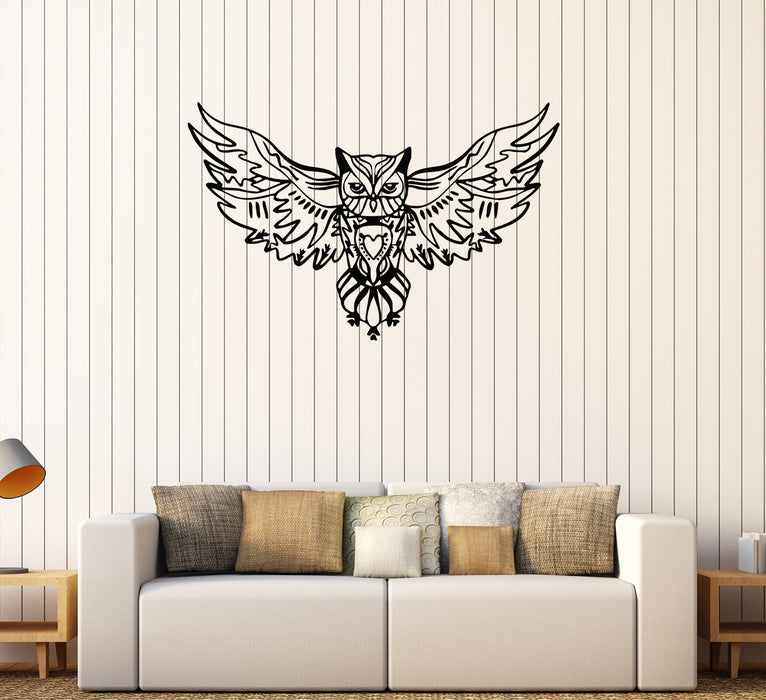 Wall Decal Bird Owl Flying Wings Animal Patterns Vinyl Sticker (ed1413)