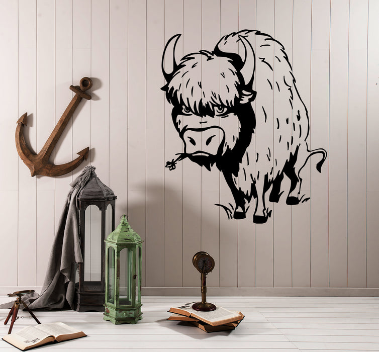 Wall Decal Bull Animal Cow Buffalo Horns Hoof Vinyl Sticker (ed1414)