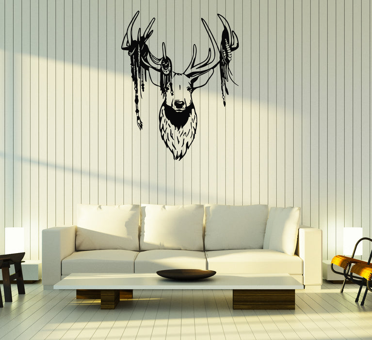 Wall Decal Deer Elk Animal Head Horns Ward Symbolism Vinyl Sticker (ed1416)