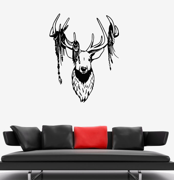 Wall Decal Deer Elk Animal Head Horns Ward Symbolism Vinyl Sticker (ed1416)