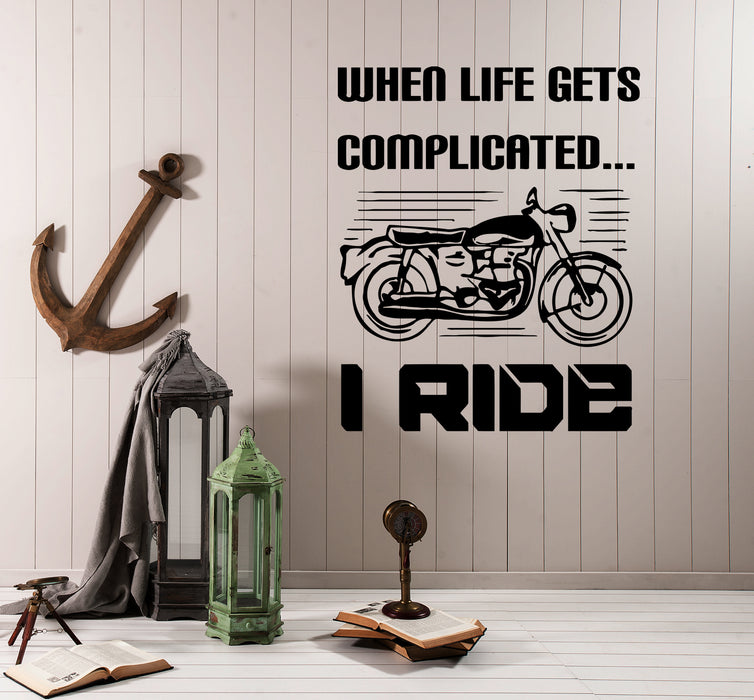 Wall Decal Motorcycle Bike Garage Vehicle Words Phrase Quote Vinyl Sticker (ed1418)