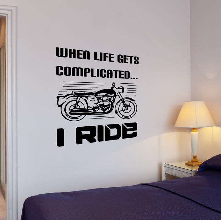 Wall Decal Motorcycle Bike Garage Vehicle Words Phrase Quote Vinyl Sticker (ed1418)