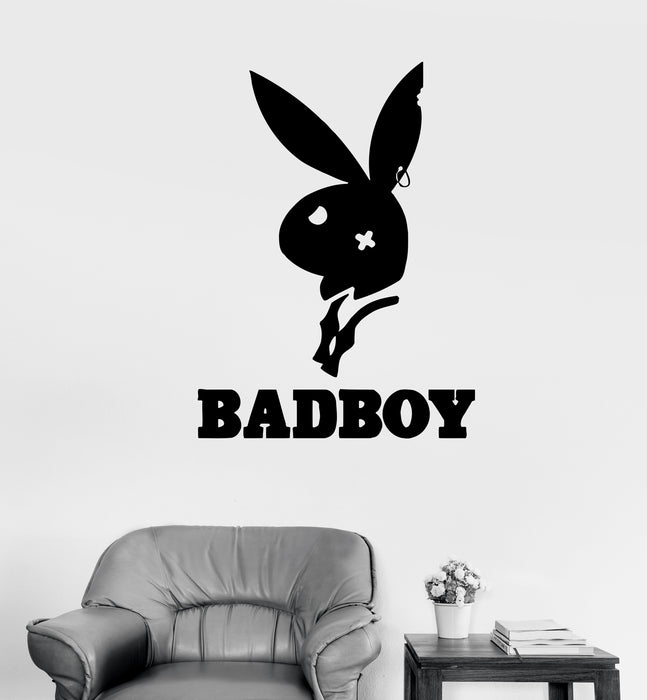 Wall Decal Badboy Rabbit Word Animal Symbol Vinyl Sticker (ed1426)