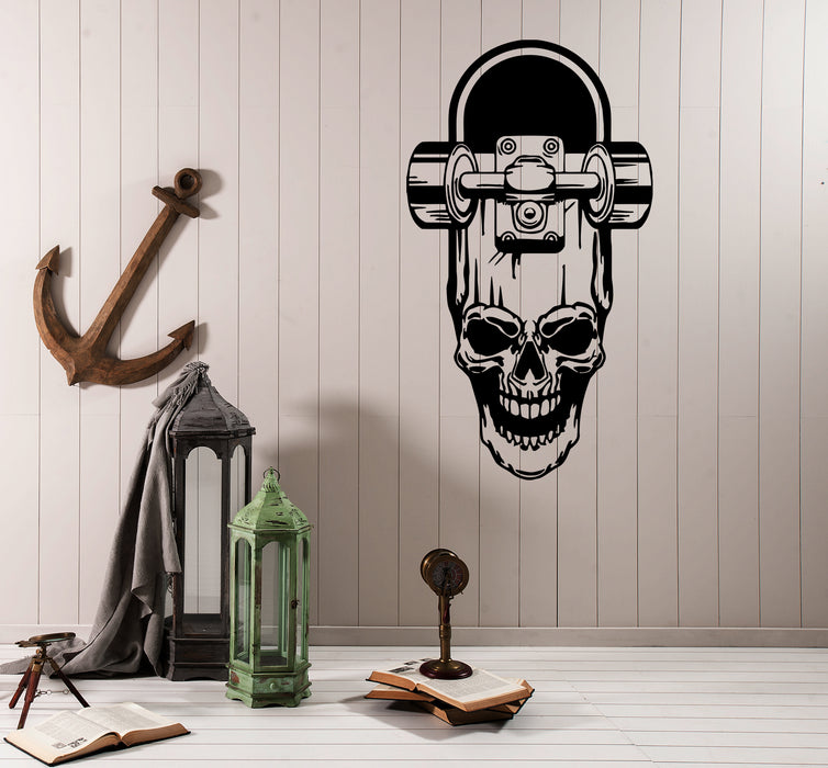 Wall Decal Skull Skateboard Sport Extreme Skate Vinyl Sticker (ed1429)