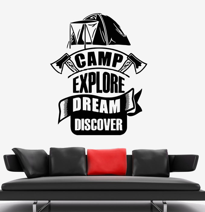 Wall Decal Camp Explore Discover Tourism Tent Nature Expedition Vinyl Sticker (ed1439)