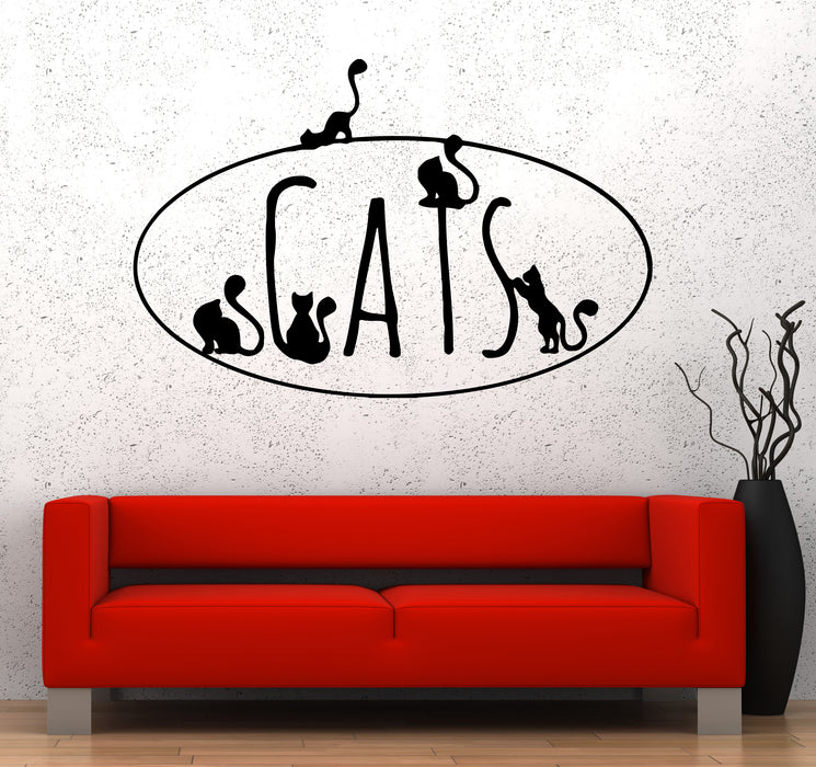 Wall Decal Cats Inscription Word Pets Animals Kittens Vinyl Sticker (ed1445)