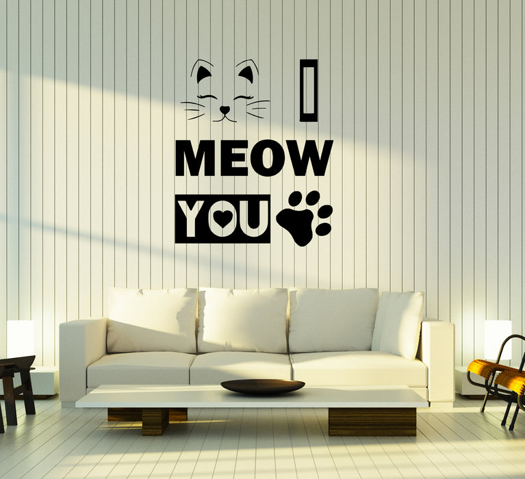 Wall Decal Words I Meow You Cat Romance Love Kitten Vinyl Sticker (ed1446)