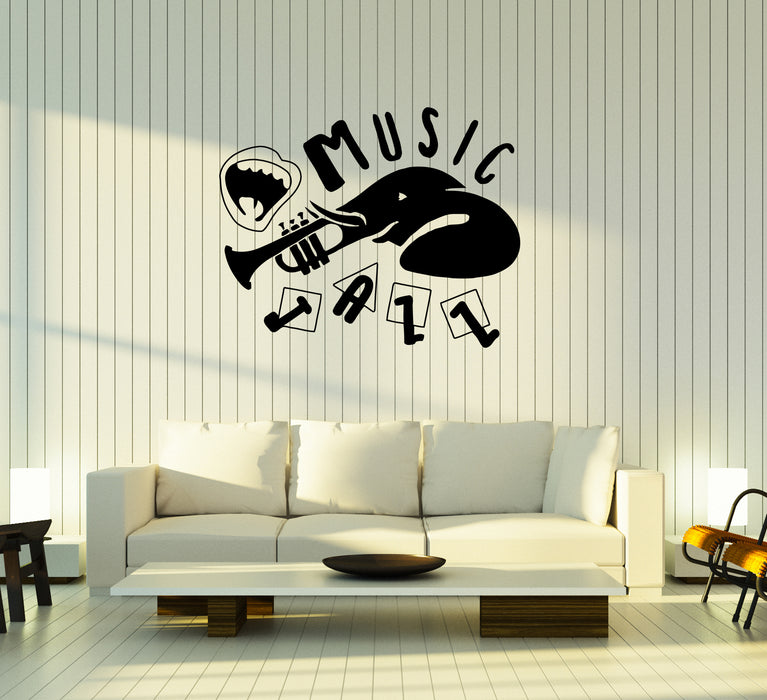 Wall Decal Music Jazz Elephant Melody Song Mouth Vinyl Sticker (ed1450)