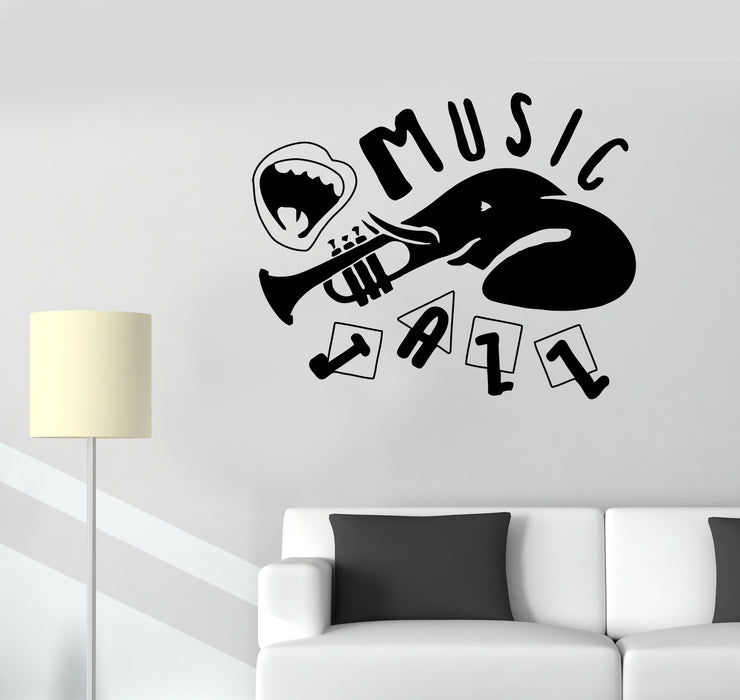 Wall Decal Music Jazz Elephant Melody Song Mouth Vinyl Sticker (ed1450)