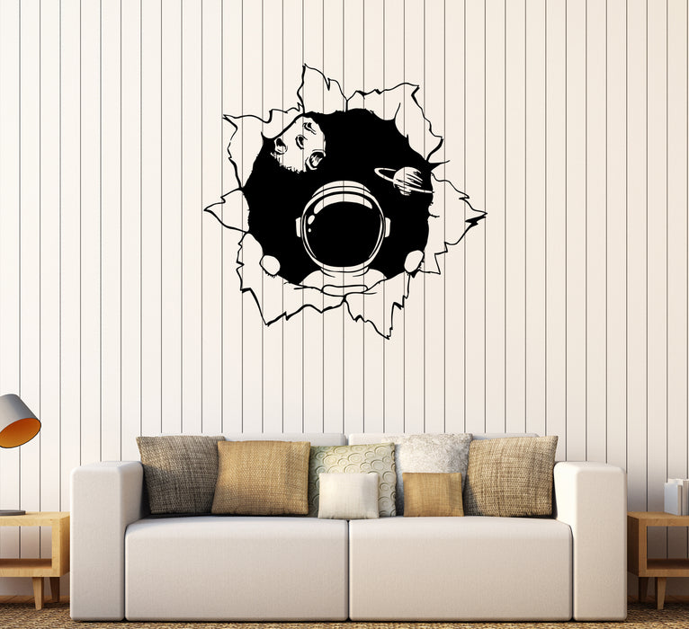 Autocollant mural espace astronaute planètes univers combinaison spatiale chambre d'enfant autocollant en vinyle (ed1455)