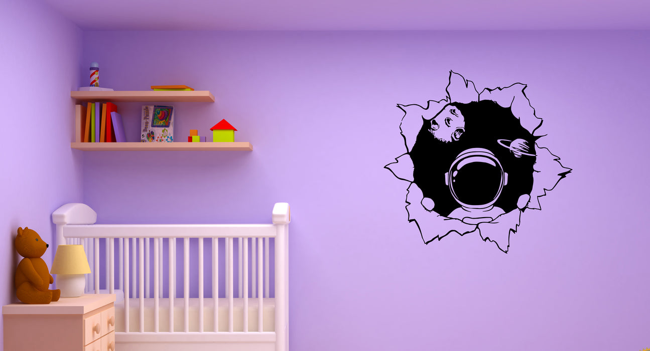 Autocollant mural espace astronaute planètes univers combinaison spatiale chambre d'enfant autocollant en vinyle (ed1455)