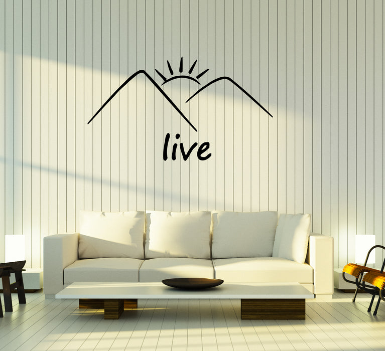 Wall Decal Nature Mountains Sun Landscape Word Live Vinyl Sticker (ed1456)
