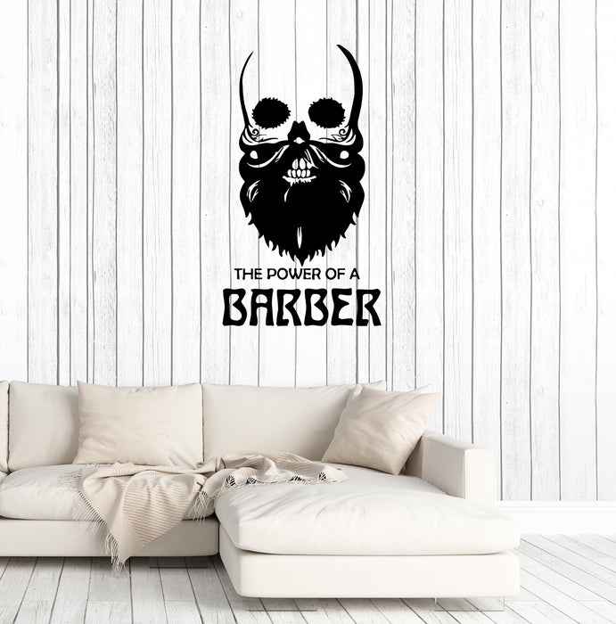 Wall Decal Beard Haircut  Barbershop Skeleton Vinyl Sticker (ed1458)