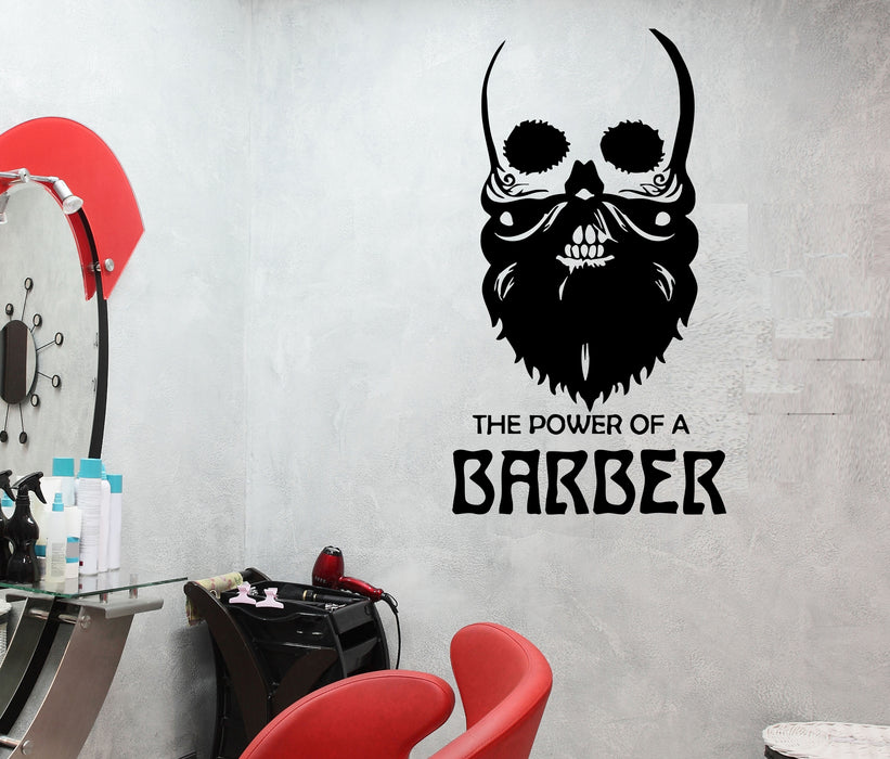 Wall Decal Beard Haircut  Barbershop Skeleton Vinyl Sticker (ed1458)