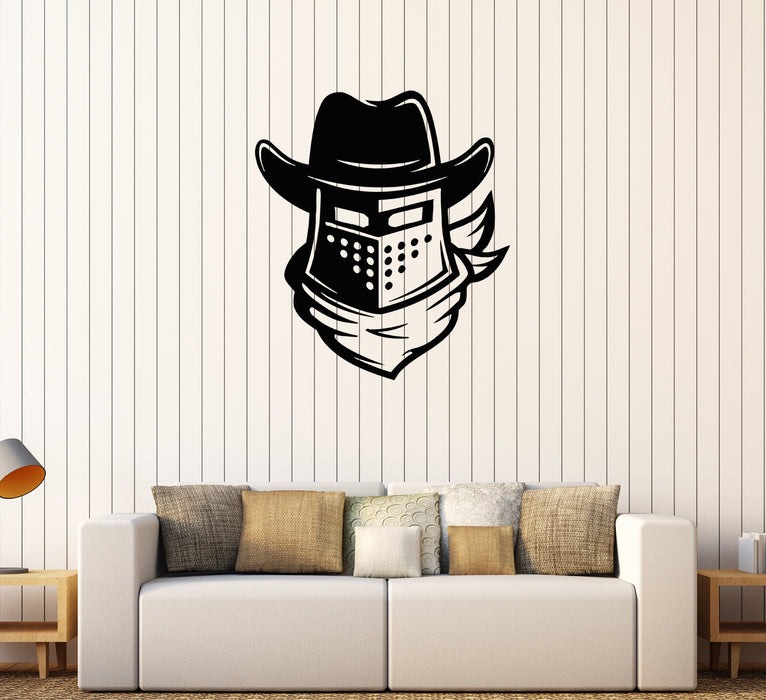 Wall Decal Thug Knight Cowboy Robber Wild West Head Vinyl Sticker (ed1463)