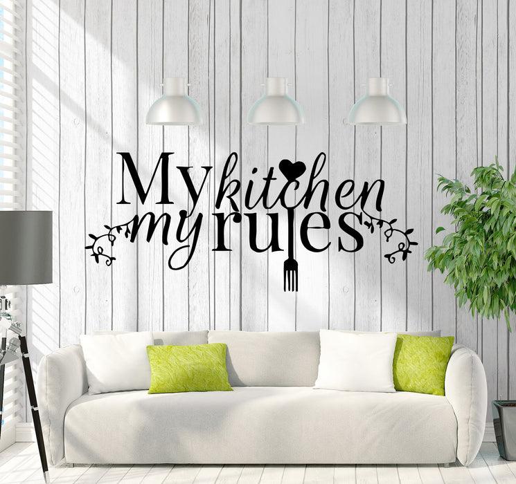 Wall Decal Kitchen Words Quote Decor Cooking Cafe Rules Vinyl Sticker (ed1473)