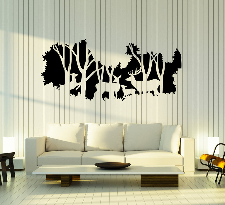 Wall Decal Nature Forest Animals Deer Family Hunting Vinyl Sticker (ed1478)
