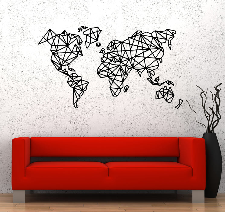 Wall Decal Abstract Map Geometric Shapes Geography Continents Countries Vinyl Sticker (ed1481)