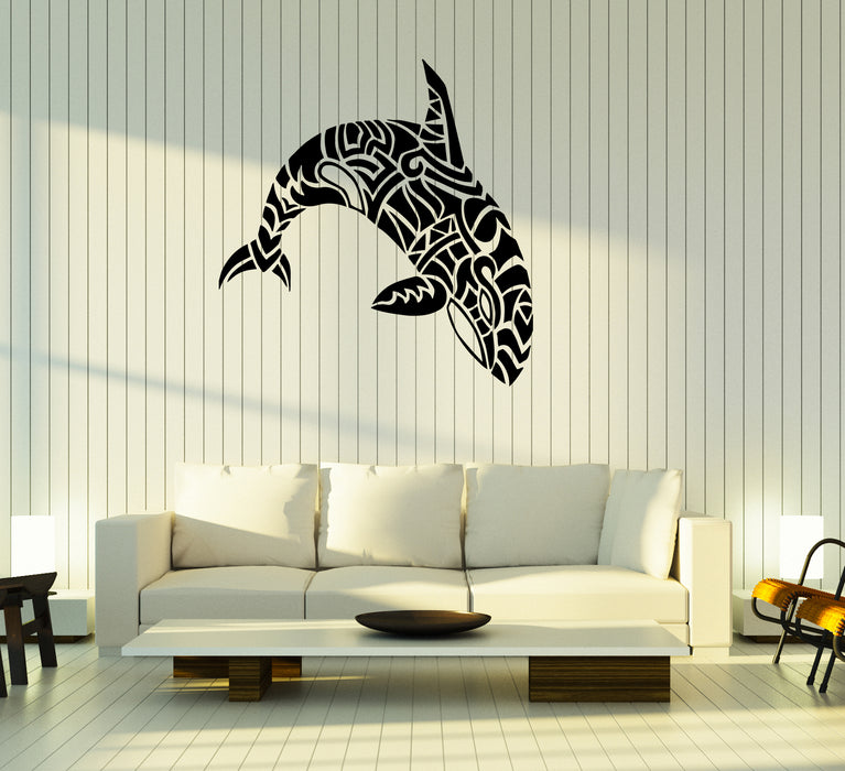 Wall Decal Dolphin Whale Fish Patterns Bathroom Sea Ocean Vinyl Sticker (ed1486)