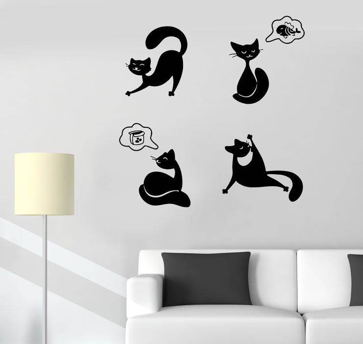 Wall Decal Cats Funny Pets Emotions Animal Kittens Vinyl Sticker (ed1489)