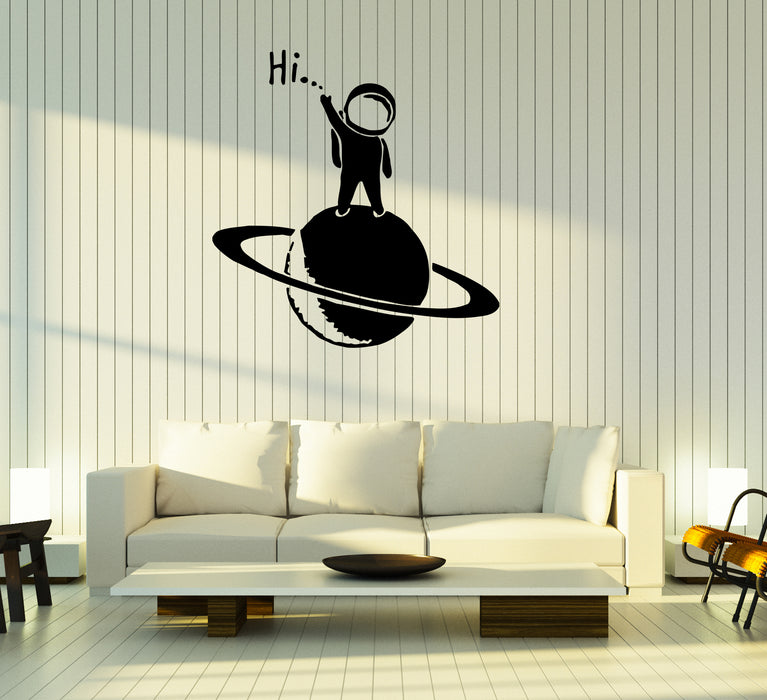 Wall Decal Astronaut Planet Universe Hi Space Universe Vinyl Sticker (ed1502)